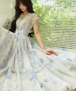 Elegant French Floral Ruffled Hem Maxi Dress - High-Quality Boho Chic Style for Summer Events and Y2K Fashion Lovers