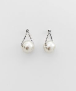 Elegant French Retro Pearl Pendant Earrings with Diamond-Inlaid Sparkling Chain - High-End Luxury Fashion Jewelry