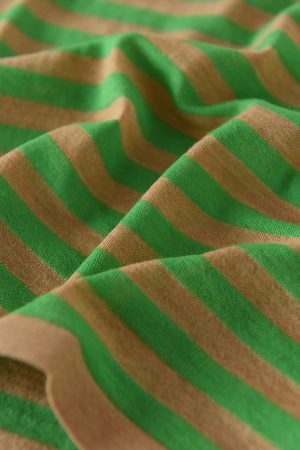 Elegant French Striped Short Sleeve Women's T-Shirt in Fine Merino Wool - Brightening Knit Top for Effortless Style