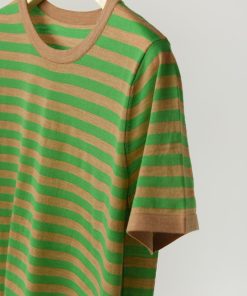 Elegant French Striped Short Sleeve Women's T-Shirt in Fine Merino Wool - Brightening Knit Top for Effortless Style