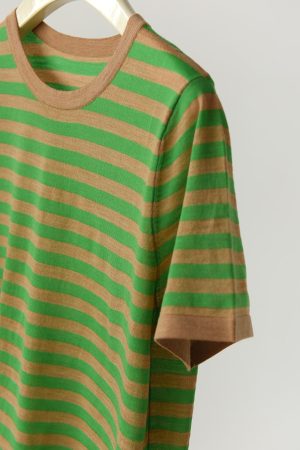 Elegant French Striped Short Sleeve Women's T-Shirt in Fine Merino Wool - Brightening Knit Top for Effortless Style