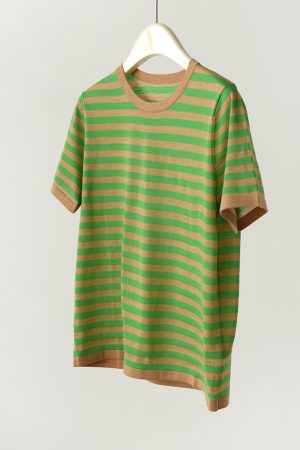 Elegant French Striped Short Sleeve Women's T-Shirt in Fine Merino Wool - Brightening Knit Top for Effortless Style