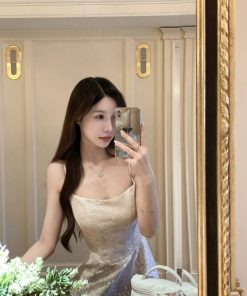 Elegant French-Style Fishbone Strap Dress for Women - Waist-Cinching Lace Short Skirt, Sexy Summer Fashion, Designer Niche Look