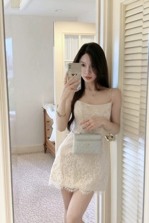 Elegant French-Style Fishbone Strap Dress for Women - Waist-Cinching Lace Short Skirt, Sexy Summer Fashion, Designer Niche Look