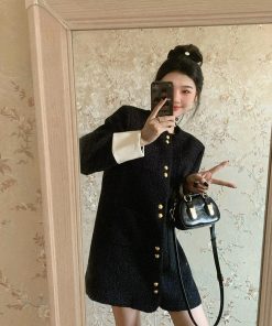 Elegant French-Style Mid-Length Woolen Coat for Women - High-End, Loose-Fitting, Slimming, Thick Winter Overcoat