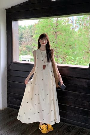 Elegant French-Style Sleeveless Bow Dress for Women - Unique Loose Fit Long Summer Dress