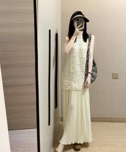 Elegant French-Style Two-Piece Halter Dress Set for Women, High-End Summer Vacation Long Skirt Outfit