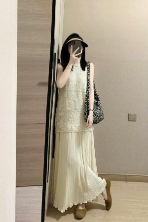 Elegant French-Style Two-Piece Halter Dress Set for Women, High-End Summer Vacation Long Skirt Outfit