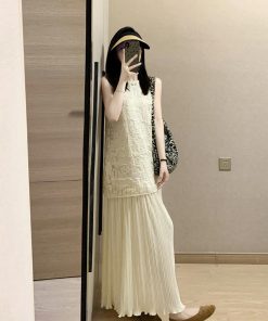 Elegant French-Style Two-Piece Halter Dress Set for Women, High-End Summer Vacation Long Skirt Outfit