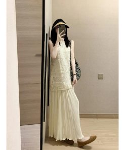 Elegant French-Style Two-Piece Halter Dress Set for Women, High-End Summer Vacation Long Skirt Outfit