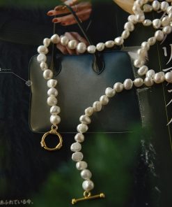 Elegant Freshwater Pearl Sweater Chain Necklace with Delicate Baroque Beads - Extended Length Fashion Accessory