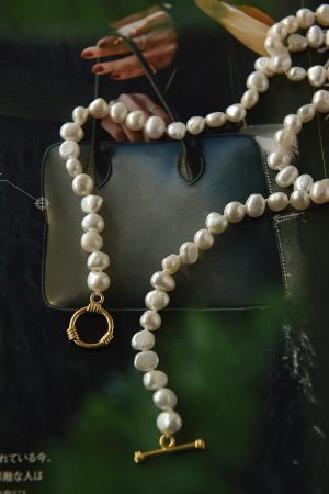 Elegant Freshwater Pearl Sweater Chain Necklace with Delicate Baroque Beads - Extended Length Fashion Accessory