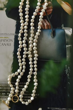 Elegant Freshwater Pearl Sweater Chain Necklace with Delicate Baroque Beads - Extended Length Fashion Accessory