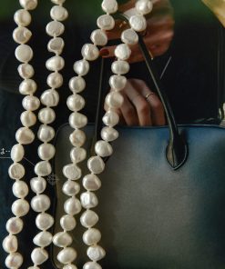 Elegant Freshwater Pearl Sweater Chain Necklace with Delicate Baroque Beads - Extended Length Fashion Accessory