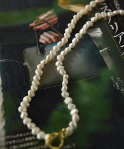 Elegant Freshwater Pearl Sweater Chain Necklace with Delicate Baroque Beads - Extended Length Fashion Accessory