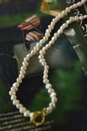 Elegant Freshwater Pearl Sweater Chain Necklace with Delicate Baroque Beads - Extended Length Fashion Accessory