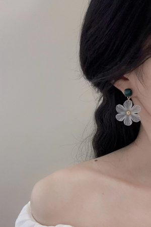 Elegant Frosted Transparent Flower Earrings for Women - Super Fairy Sweet Studs, 2025 New Trendy Jewelry