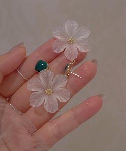 Elegant Frosted Transparent Flower Earrings for Women - Super Fairy Sweet Studs, 2025 New Trendy Jewelry