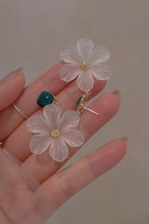 Elegant Frosted Transparent Flower Earrings for Women - Super Fairy Sweet Studs, 2025 New Trendy Jewelry