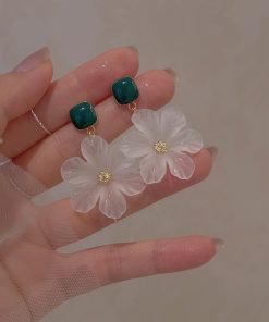 Elegant Frosted Transparent Flower Earrings for Women - Super Fairy Sweet Studs, 2025 New Trendy Jewelry