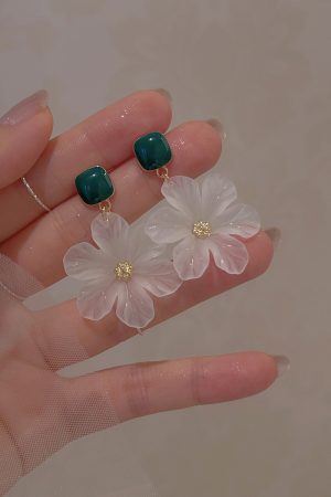 Elegant Frosted Transparent Flower Earrings for Women - Super Fairy Sweet Studs, 2025 New Trendy Jewelry