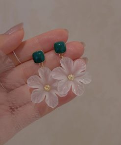 Elegant Frosted Transparent Flower Earrings for Women - Super Fairy Sweet Studs, 2025 New Trendy Jewelry
