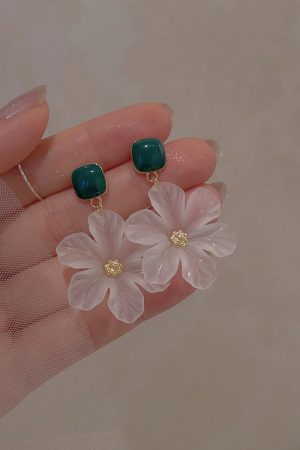 Elegant Frosted Transparent Flower Earrings for Women - Super Fairy Sweet Studs, 2025 New Trendy Jewelry
