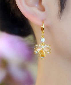 Elegant Goddess Style Micro-Inlaid Maple Leaf Zircon Ear Clips - Unique Women's Earrings for 2025 Fashion Trends
