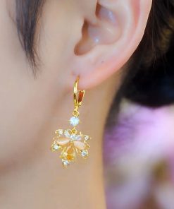Elegant Goddess Style Micro-Inlaid Maple Leaf Zircon Ear Clips - Unique Women's Earrings for 2025 Fashion Trends