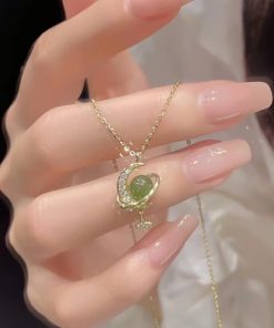 Elegant Hetian Jade Star and Moon Necklace for Women - 2025 High-End Design Light Luxury Clavicle Chain, Niche Fashion Jewelry