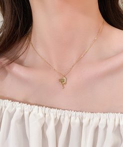 Elegant Hetian Jade Star and Moon Necklace for Women - 2025 High-End Design Light Luxury Clavicle Chain, Niche Fashion Jewelry