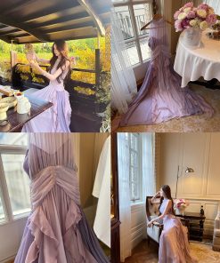 Elegant High-End Ruffled Long Dress for Women - Summer Moon Vera Inspired Dress, Perfect for Formal and Casual Occasions