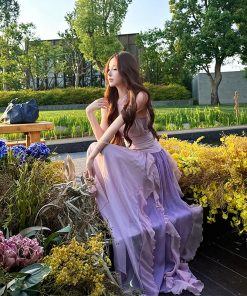 Elegant High-End Ruffled Long Dress for Women - Summer Moon Vera Inspired Dress, Perfect for Formal and Casual Occasions