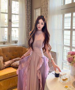 Elegant High-End Ruffled Long Dress for Women - Summer Moon Vera Inspired Dress, Perfect for Formal and Casual Occasions
