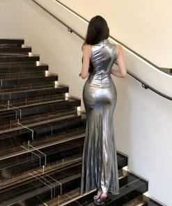 Elegant High-End Shiny Chinese Style Qipao Evening Gown Long Dress for Women - 2025 New Design, Fitted Silhouette