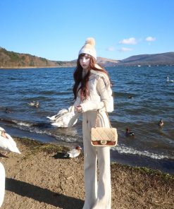 Elegant Knitted Long Sleeve Top and Slim Pants Two-Piece Set for Women - High-End Spring Autumn Fashion, Perfect for 90s and Y2K Styles