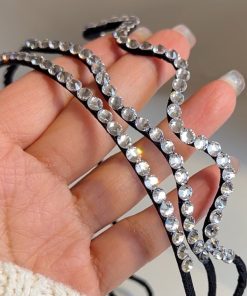 Elegant Korean Crystal Diamond Hairband for Women - Versatile Thin Style Simple Hair Accessory for Outings