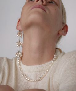 Elegant Korean Fashion Retro Water Drop Pearl Tassel Earrings for New Year Party - High-Quality Floral Fireworks Design