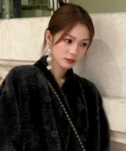 Elegant Korean Fashion Retro Water Drop Pearl Tassel Earrings for New Year Party - High-Quality Floral Fireworks Design