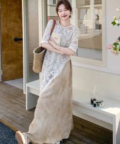 Elegant Lace Cover-Up Two-Piece Dress for Summer - Trendy May Day Outfit, Stylish Summer Fashion, Perfect for Outdoor Events