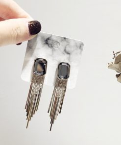 Elegant Light Luxury Diamond-Inlaid Multi-Layer Irregular Tassel S925 Silver Needle Stud Earrings for Versatile Style