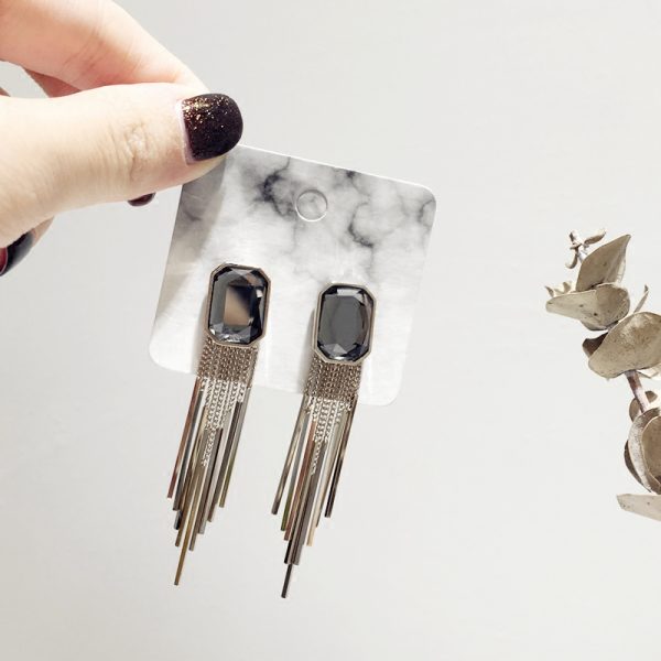 Elegant Light Luxury Diamond-Inlaid Multi-Layer Irregular Tassel S925 Silver Needle Stud Earrings for Versatile Style