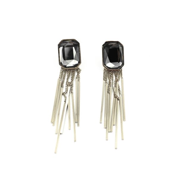 Elegant Light Luxury Diamond-Inlaid Multi-Layer Irregular Tassel S925 Silver Needle Stud Earrings for Versatile Style