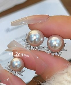 Elegant Light Luxury White Pearl Stud Earrings with S925 Silver Pins - Versatile High-End Women's Ear Accessories