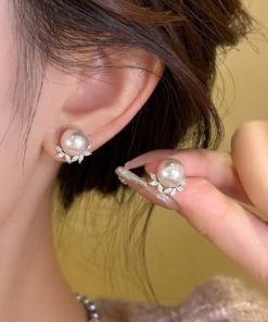 Elegant Light Luxury White Pearl Stud Earrings with S925 Silver Pins - Versatile High-End Women's Ear Accessories