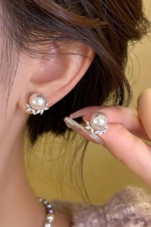 Elegant Light Luxury White Pearl Stud Earrings with S925 Silver Pins - Versatile High-End Women's Ear Accessories