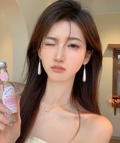 Elegant Long Pearl Stud Earrings with Tassels, 2025 High-End Water Drop Aesthetic Accessories