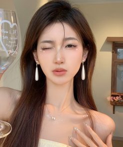 Elegant Long Pearl Stud Earrings with Tassels, 2025 High-End Water Drop Aesthetic Accessories
