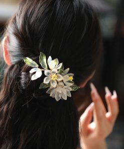 Elegant Magnolia Flower Hairpin - Ancient Style Hair Accessories for Qipao & Hanfu, Daily Dress Ornaments, Classical Side Clip
