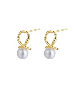 Elegant Minimalist 925 Sterling Silver Needle Pearl Design Earrings for Women, Unique Small Trendy Ear Studs